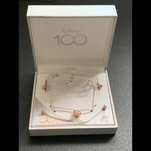 NIB Disney 100 Year Anniversary Minnie Mouse Fine Silver Plated Bolo Bracelet